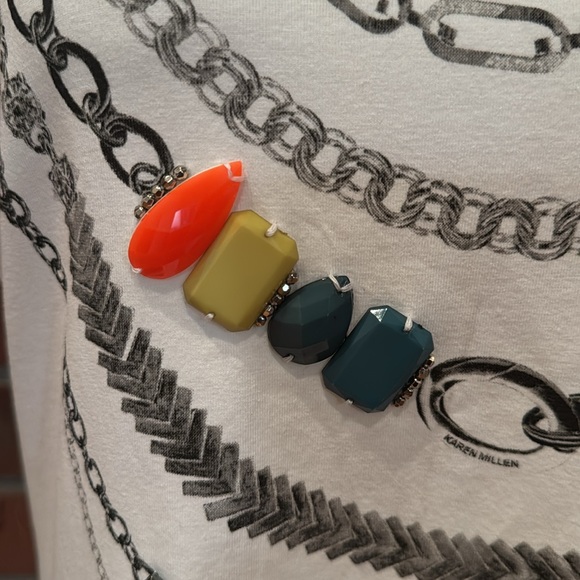 •Karen Millen Embelished Top Stretch Cotton T-shirt Size 10 - Picture 3 of 12